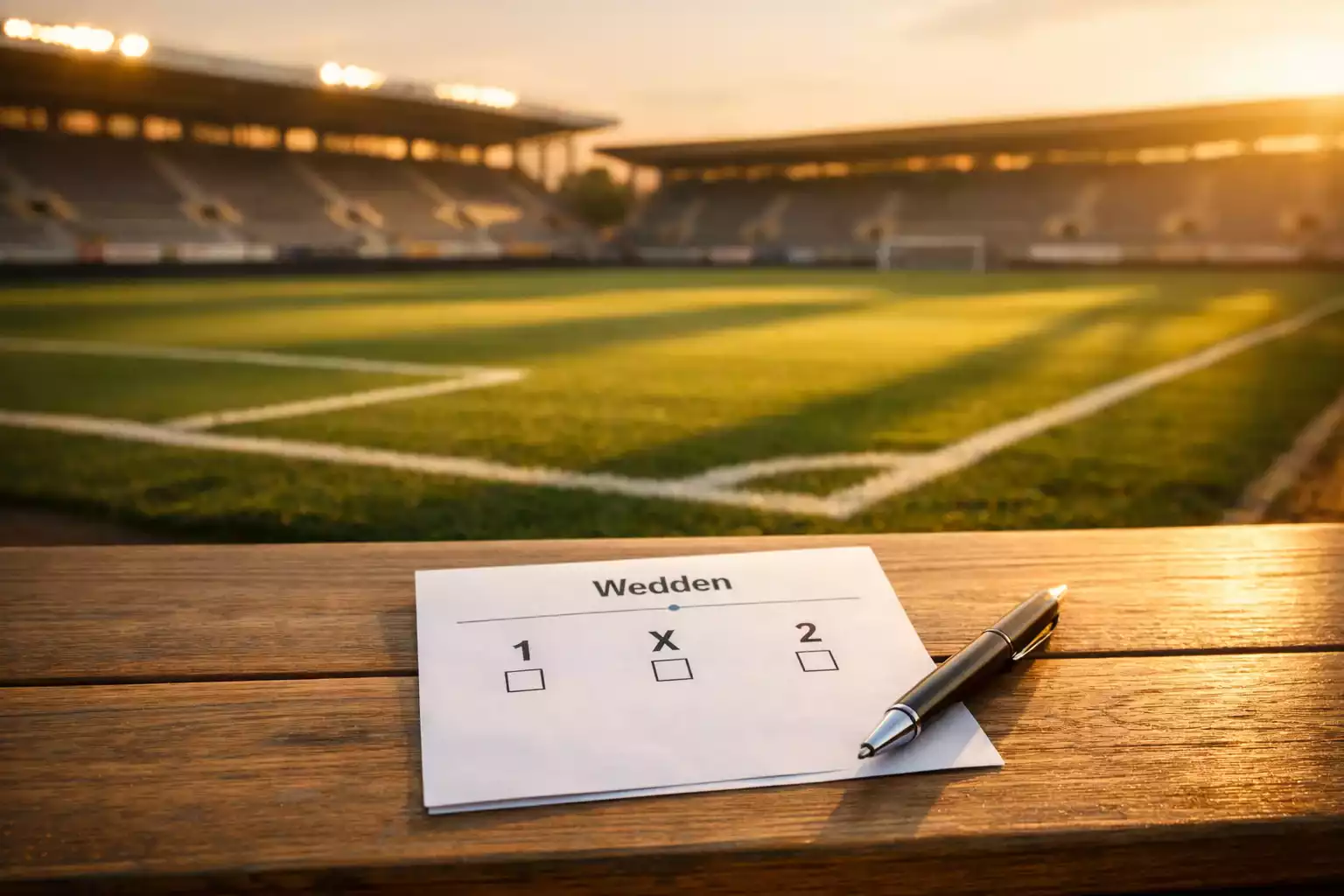 Overzicht van alle voetbalweddenschappen op een groen voetbalveld met wedformulieren