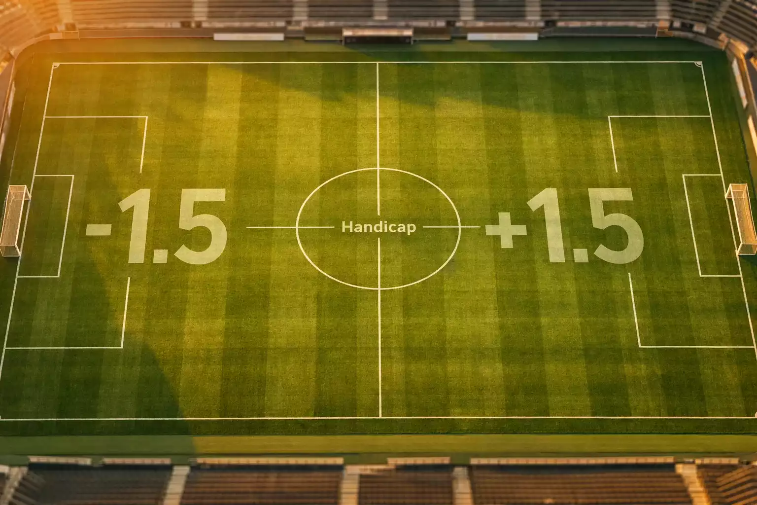 Voetbalveld met handicap nummers en balans symbool voor Asian Handicap wedden